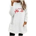 thumbnail image 2 of WEAIXIMIUNG Sweatshirts Mama pour Femmes Grande Taille Sweat à Capuche Ample Cœur Imprimé Ekg Double Poche Col Rond Manches Longues, 2 of 4