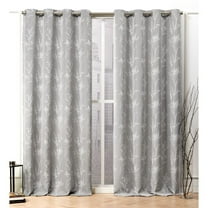 Nicole Miller Turion Floral Room Darkening Blackout Grommet Top Curtain Panel Pair, 52"x96", Ash Grey