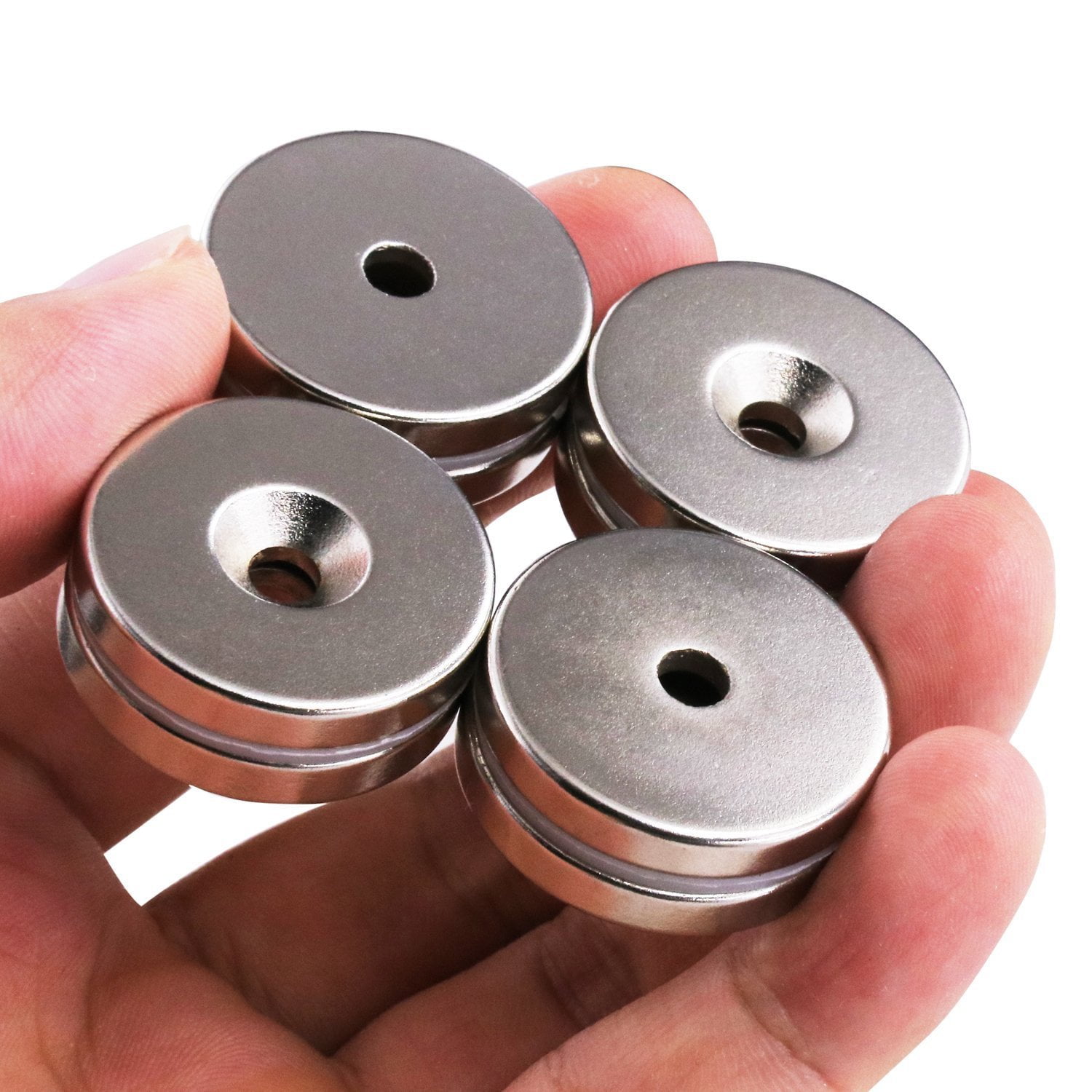 Strong Permanent 1.26 inch x 0.2 inch Neodymium Disc Countersunk Hole Magnets 