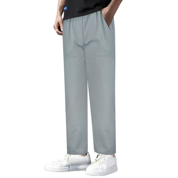 Adult Men Casual Pants Mens Casual Pants Relaxed Fit Men's Pants with Zipper Pockets Mesh Loose Fit Casual Straight Bottom Drawstring Jogging Trousers for Running Workout Training Basketball Pants