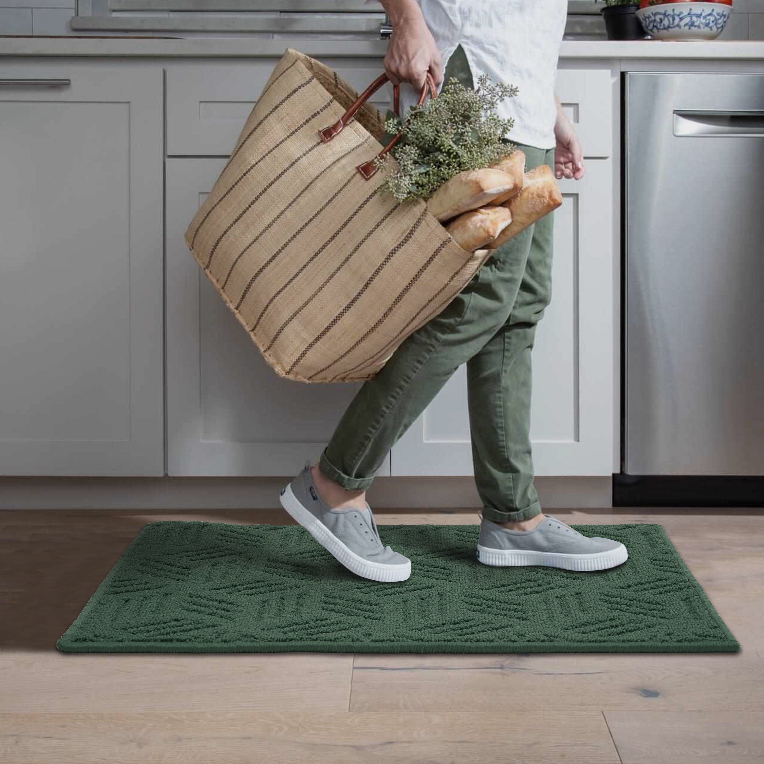 Mainstays Solid High Low Loop Kitchen Mat 18"x 27" Sage Green