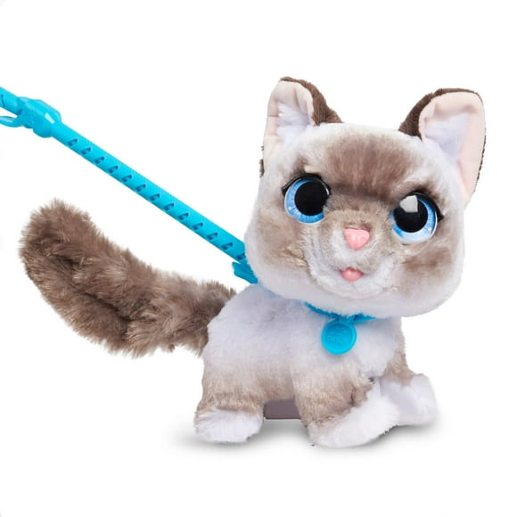 furReal Wagalots Kitty Interactive Plush Toy, Small 8-Inch Gray and White Ragdoll, Includes Leash, Fun Sounds, Kids Toys for Ages 4 and Up by Just Play