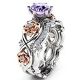 thumbnail image 1 of Conjunto de dos piezas de anillo con gemas de cristal de dos colores y diamantes de Europa y Estados Unidos, 1 of 5
