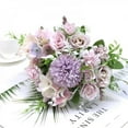 thumbnail image 3 of 7 Branch 21 Heads Artificial Flowers Bouquet Mini Rose Wedding Home Office Decor 12inch Purple, 3 of 6