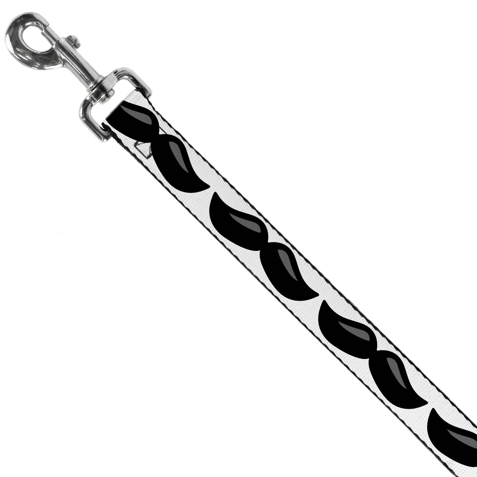 Buckle-Down Pet Leash, Dog Leash, Plastic Mustache White Black, 6 Feet Long 1.0 Inch Wide