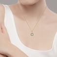 thumbnail image 4 of 10k Yellow Gold Genuine Emerald and White Topaz Petite Circle Pendant Necklace, 4 of 5