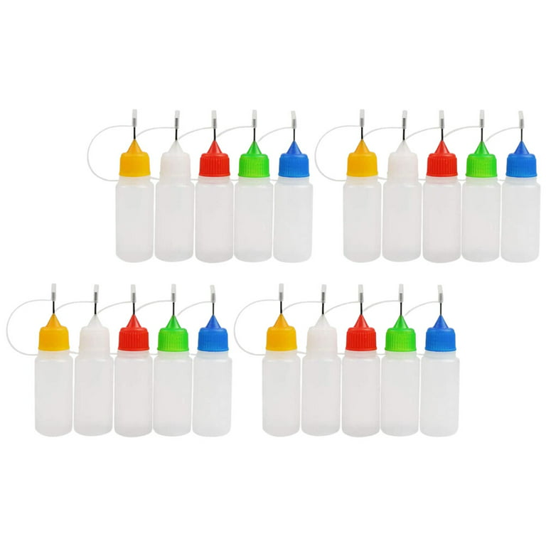 20Pcs Needle Tip Bottle Precision Plastic Applicator with Red Cap 5ml