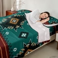 thumbnail image 3 of Erosebridal Bohemian Aztec Full Size Sheets, Green Red Aesthetic Bed Sheets, 4 Pieces 1 Flat Sheet, 1 Fitted Sheet and 2 Pillowcases, 3 of 5