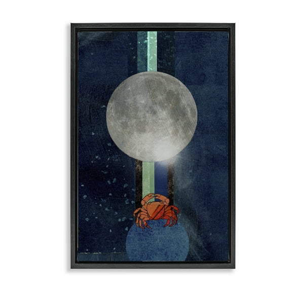 Stupell Industries Surreal Crab Outer Space Animals & Insects Painting Black Floater Framed Canvas Art Print Wall Art, 17 x 25