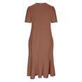 thumbnail image 4 of ChaoHeng Ladies Dresses for Fall Summer Women Dresses Women Summer Round Neck Solid Color Casual Strapless Party Short Maxi Dress, 4 of 5