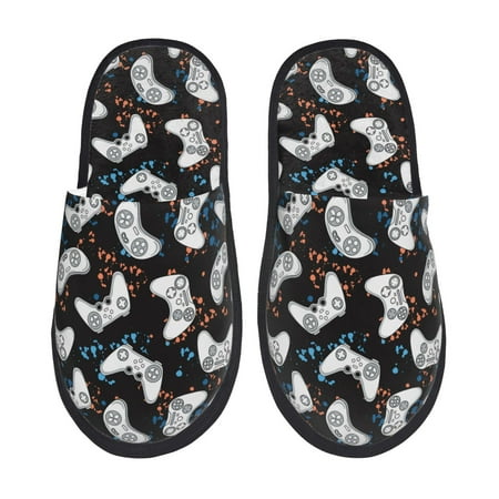 

Pofeuu Cool Gamepad Print EVA Fuzzy House super light Slippers Slippers Scuff Outdoor Indoor Warm Cozy Plush Bedroom Shoes Soft Flat Comfy Anti-Slip-Medium