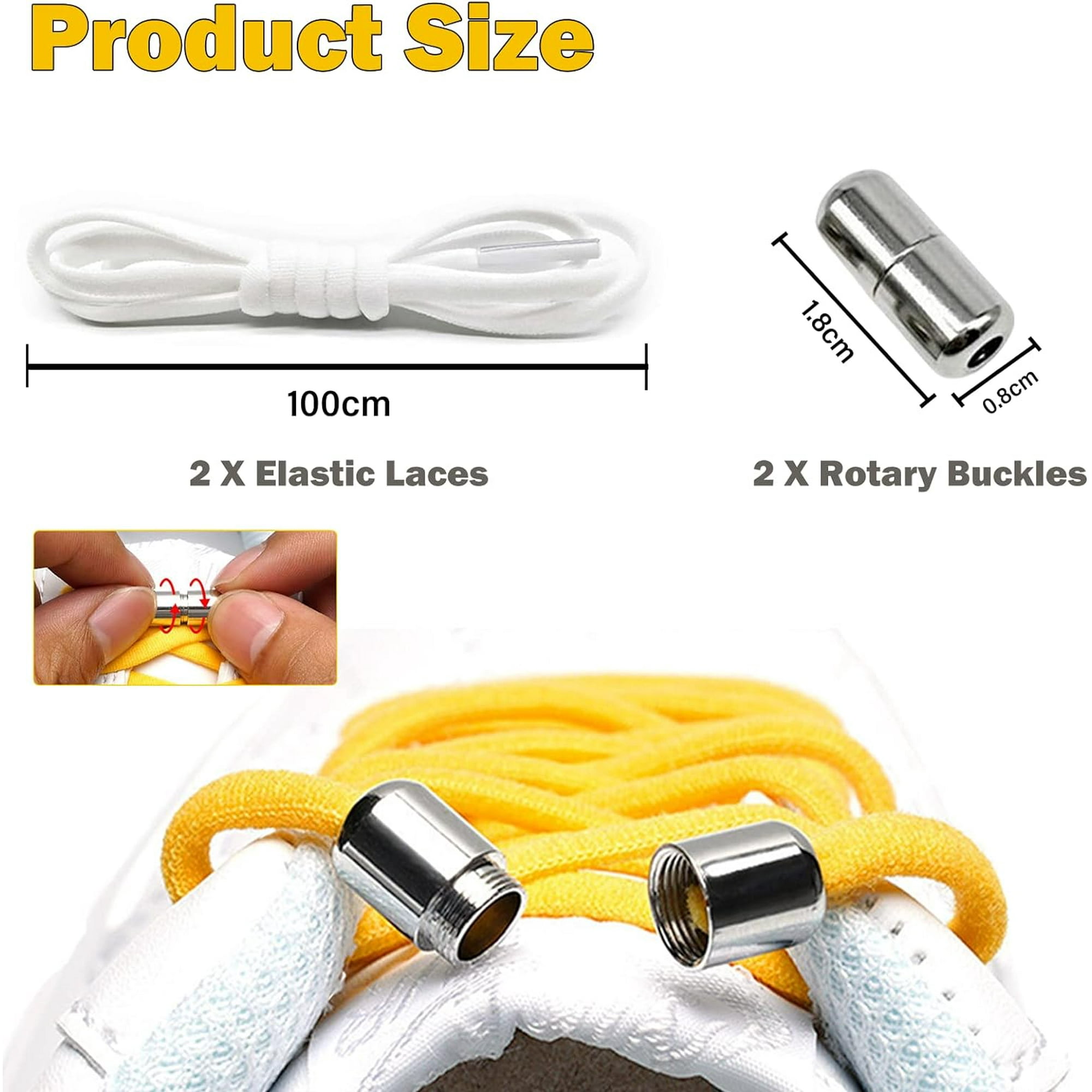 LAICAIW Lacets Sans Nœud, Boucles Rotatives 100cm Lacets