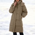 thumbnail image 2 of Women's Winter Coats, Thickened Insulated Parka Jacket with Hood Coffee XL, 2 of 4