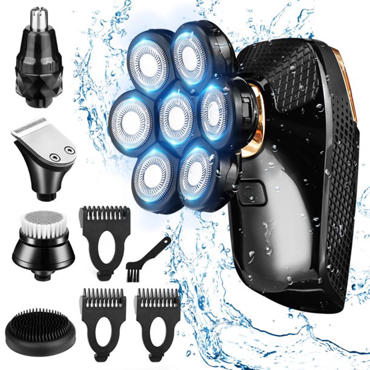 [With 7 Cutter Head] Upgrade 6 IN 1 Electric Shaver with LED Display 7D Rotary for Men- Multifunctional Electric Razor Rechargeable Bald Head Shaver IPX6 Waterproof Beard Trimmer