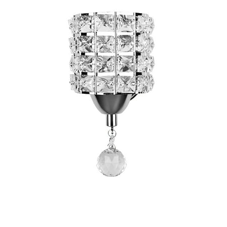 

DIPVSLUNE Modern Style Wall Lamp Cylinder Crystal Wall Light Holder with Pendant and Pull Switch AC 85-250V E14 Socket (No Bulb Included)