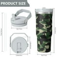 thumbnail image 2 of Camouflage 30oz Handheld Travel Tumbler with Handle – Double Wall Stainless Steel Insulated Cup, Flip Straw Lid, Leak-Proof & BPA-Free for Hot and Cold Drinks – Durable Coffee & Juice Mug White, 2 of 6