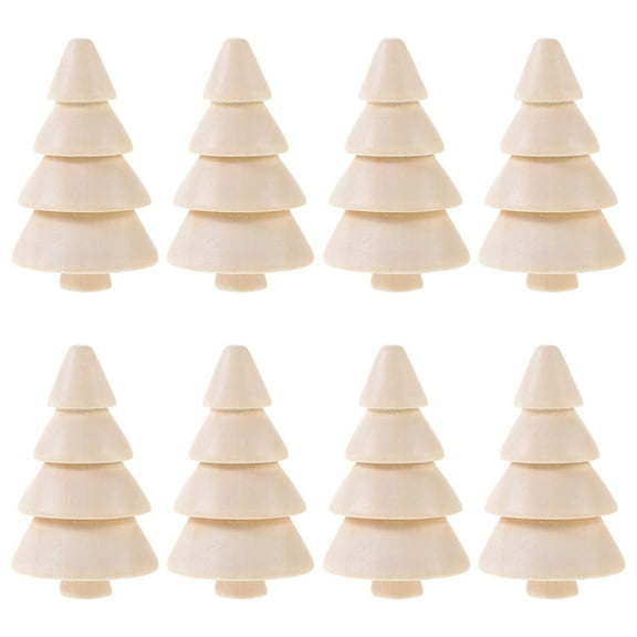 PBPBOX 10Pcs Unpainted Wood Christmas Tree Table Decor Khaki DIY Xmas Craft