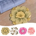 thumbnail image 4 of LEFU for Lotus Flower Round Carpet Chinese Style Floor Mat Bedside Rug Non-Slip Absorbent Kitchen Bathroom Living Room Entrance Soft Polyester Crystal Velvet 40x40cm, 4 of 4