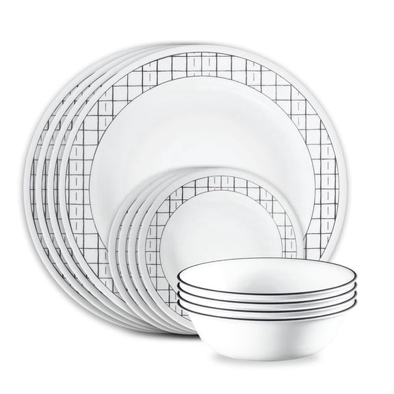 Corelle Delicate Grid 18-Piece Glass Dinnerware Set (Service for 6)