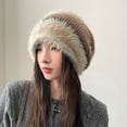 thumbnail image 4 of Diufon Women's Winter Knitted Hat Striped Fleece Thickened Warm Windproof Hats Ladies Plush Outdoor Ski Cap, 4 of 7