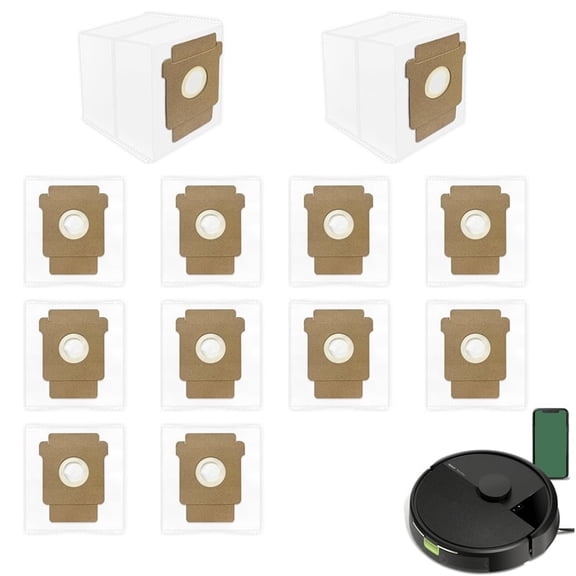 12 Pack Dust Bags Compatible For iRobot Roomba Essential 105 Vac/105 Combo, Plus 405 (G181)(G185), Plus 504 Vac, Plus 505 Combo, Max 705 Vac, Max 705 Combo, Q0520 Robot Vacuum Cleaner