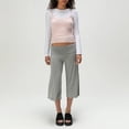 thumbnail image 2 of Women's Casual Wide Leg Cropped Pants Low Rise Fold Over Stretch Gaucho Pants for Summer Beach Holiday Streetwear, 2 of 6