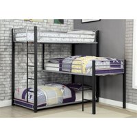 Furniture of America Crossman Metal Triple Twin Bunk Bed in Sand Black