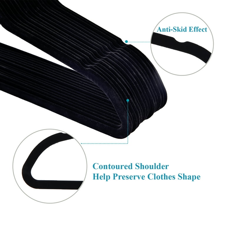 GVTECH Premium Velvet Hangers, [50 Pack] Non Slip and Heavy Duty Velvet  Suit Hangers (45cm) with Tie Bar, 360° Swivel Hooks, Sturdy to Hold Jumper
