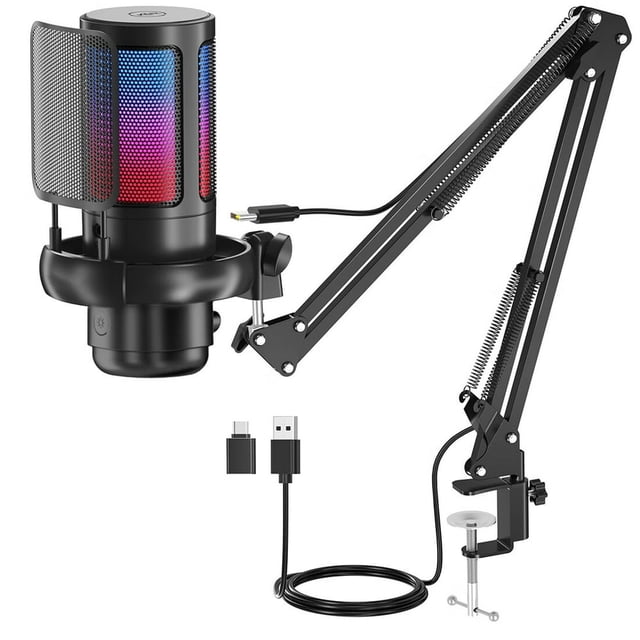 MesaSe Gaming Microphone for PC USB Interface Professional Cardioid Plug & Play Mic Kit with Advanced Chipset for Streaming Studio
