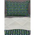 thumbnail image 3 of Floral Comforter & Sham Bedding Set, Illustration of Graphical Geometric Flowers, 3 pcs Duvet Set Microfiber Filling Quilt, 5 Sizes, Fern Green Dark Teal, by Ambesonne, 3 of 4