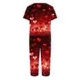 thumbnail image 5 of Kixjoy Valentines Capris Sets Women 2 Piece Outfits Sweatsuit Short Sleeve Casual Summer Tops and Capris Valentines Plus Size Loose Fit Sweatsuits for Women with Pockets, Deep Red XL, 5 of 7