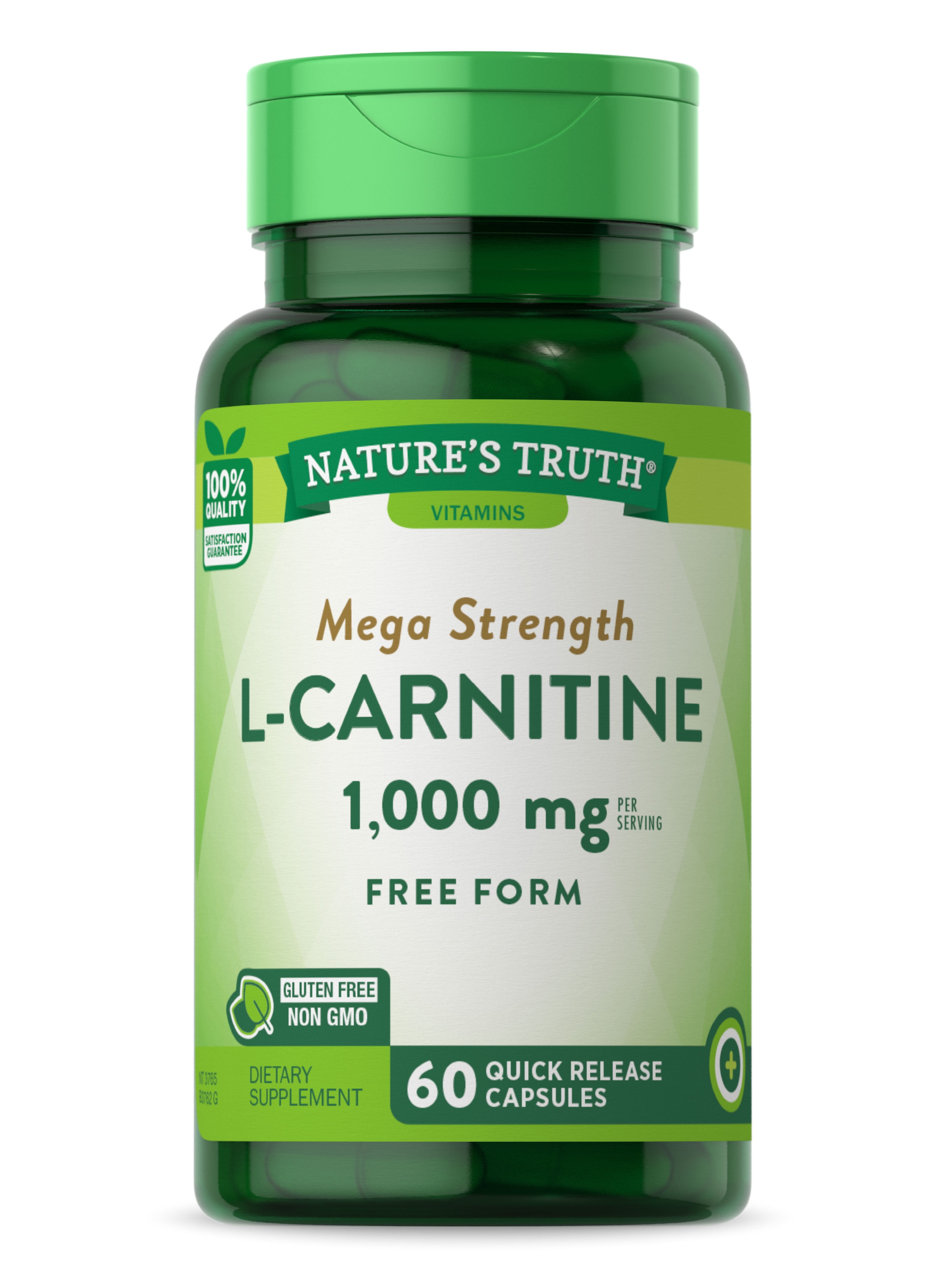 L Carnitine 1000mg | 60 Capsules | Non-GMO, Gluten Free Supplement | by Nature's Truth