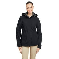 Nautica B14828504 Womens Voyage Hooded Rain Jacket, Black - Medium