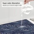 thumbnail image 5 of YFYANG Absorbent Dish Drying Mat for Kitchen, Reusable Blue Line Wave Graffiti Microfiber Dish Mat, 16 x 18 Inch, 5 of 9