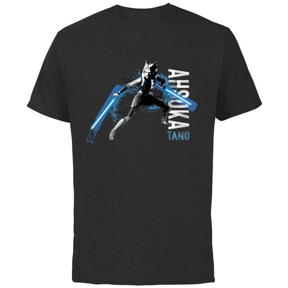 Star Wars The Clone Wars Ahsoka Tano Dual Lightsabers - Short Sleeve Cotton T-Shirt for Adults - Customized-Black