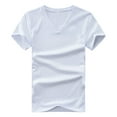 thumbnail image 2 of CFLVAEK V Neck T Shirts for Men Cotton Short Sleeve Summer T Shirt Solid Color Classic Tees White S, 2 of 9