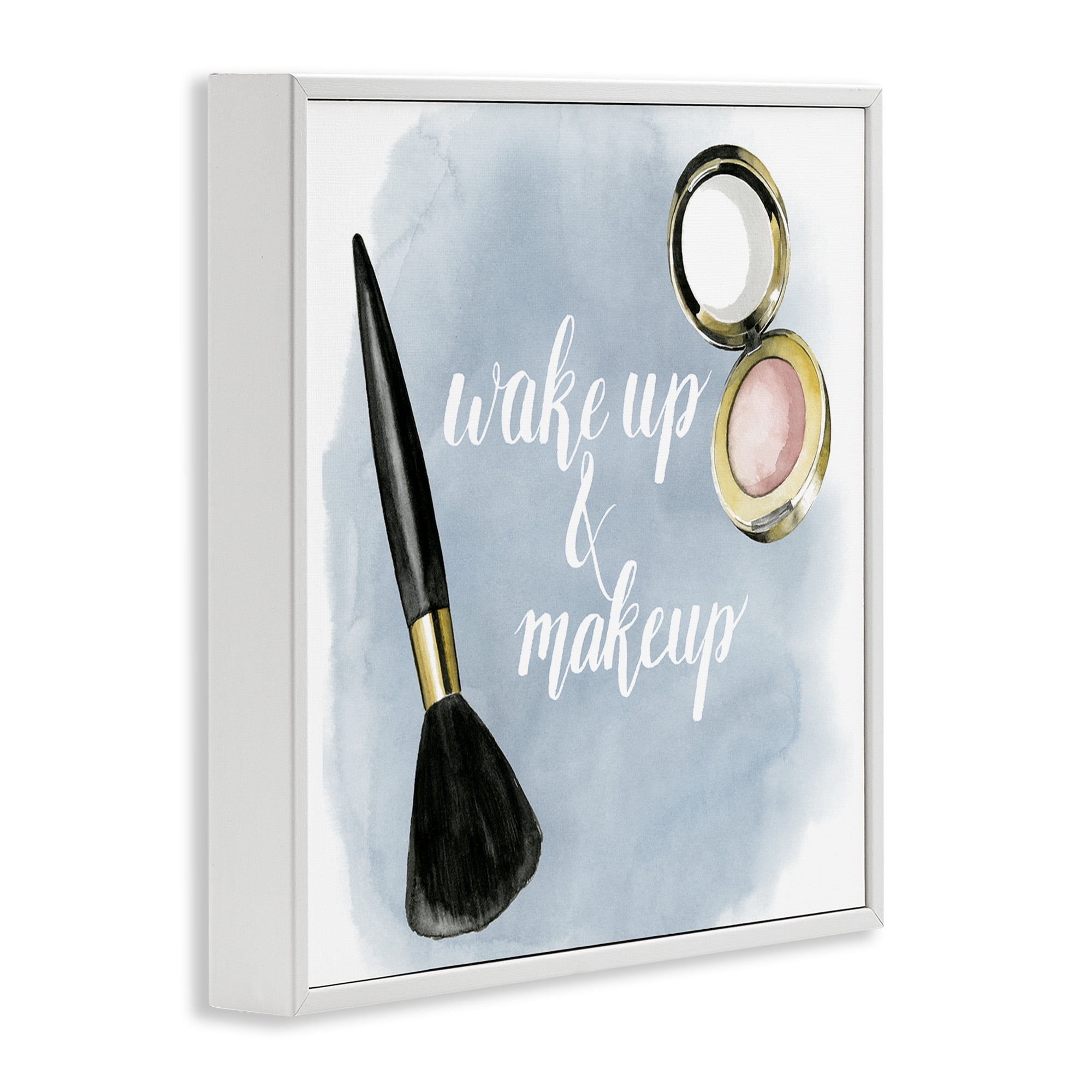 Stupell Industries Watercolor Wake Up & Make Up Beauty & Fashion Painting White Framed Art Print Wall Art, 24 x 24