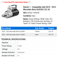 thumbnail image 2 of Starter 1 - Compatible with 2010 - 2012 Mercedes-Benz GLK350 3.5L V6 2011, 2 of 2