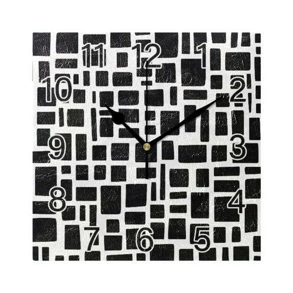 Ryvnso Rectangular Pattern Wall Clock Square Silent Non-Ticking Battery Operated 7.78"