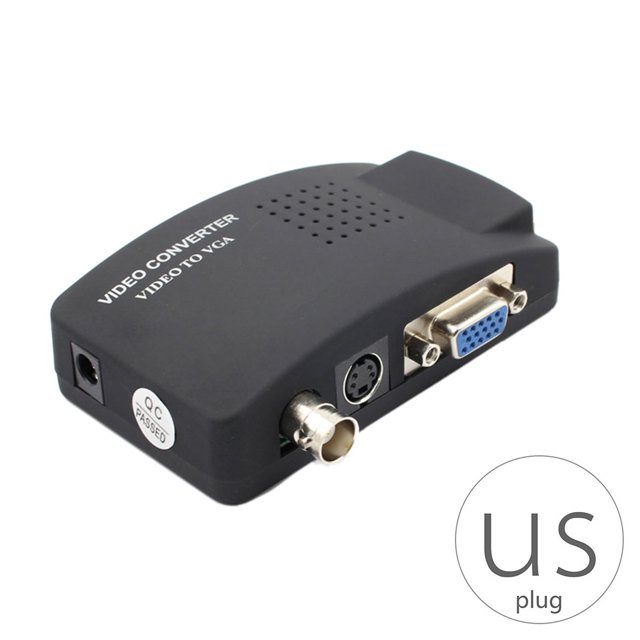 Convertidor de video portátil BNC a VGA Entrada de S-video compuesto a PC Adaptador de salida VGA Caja de interruptor digital Enchufe de EE. UU. kenally DZ7636-01