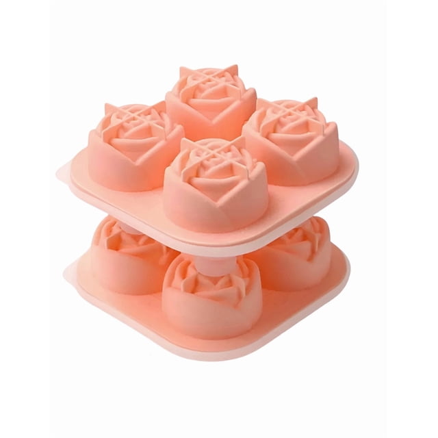 2 Moldes Xtellar Charola Bandeja Para Hielo De Silicona Flor De Rosa Color Rosa