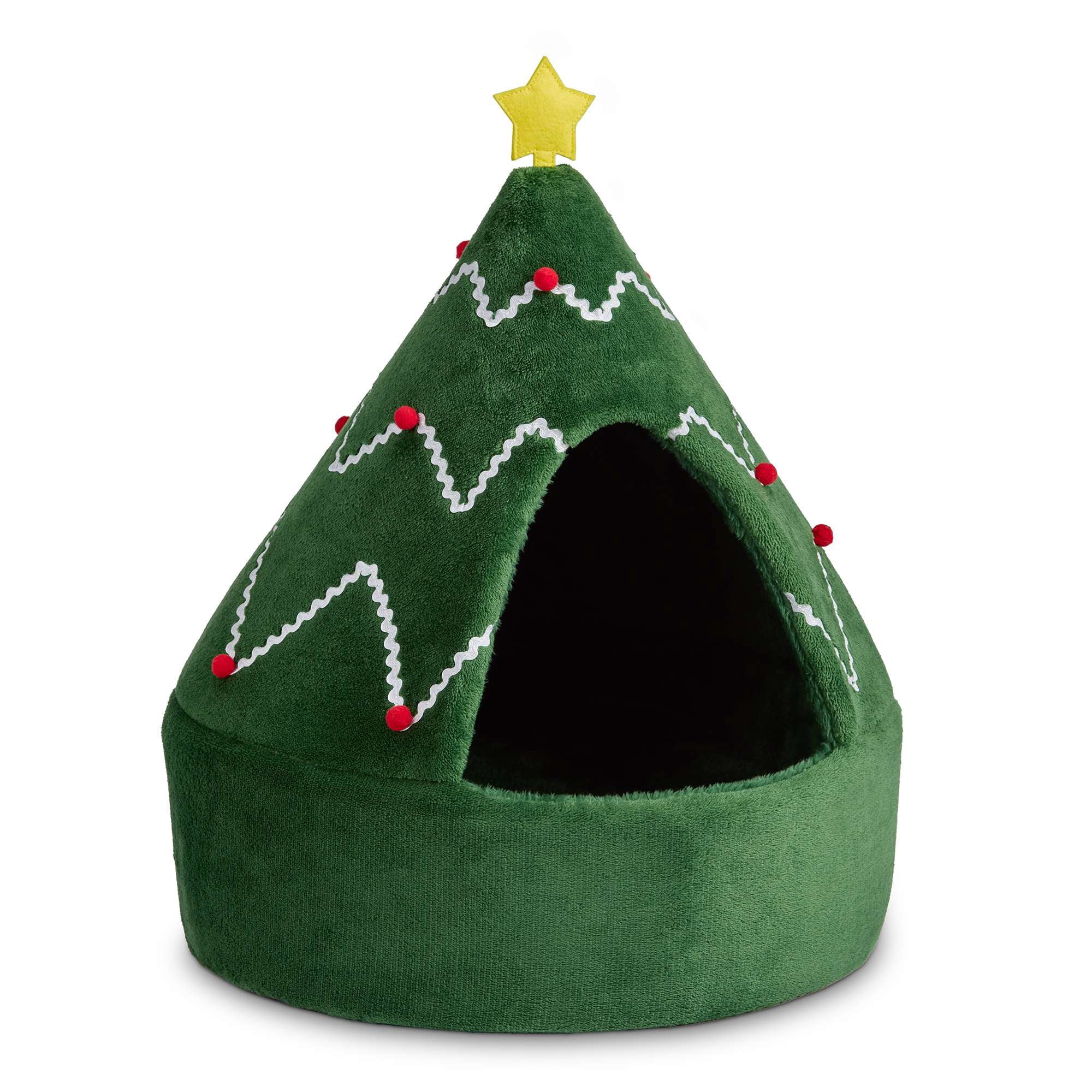 Vibrant Life Holiday Hideaway Dog & Cat Cave Bed Christmas Tree, Small