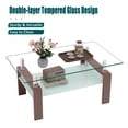thumbnail image 3 of Rectangle Walnut Glass Coffee Table, Clear Coffee Table, Modern Side Center Tables for Living Room, Living Room Furniture, 3 of 9