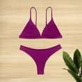 thumbnail image 4 of Swimming Suits for Women Solid Color Spaghetti Strap Backless Separate Bikini Purple Bathing Suits for Women M, 4 of 4