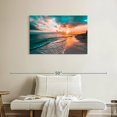 thumbnail image 2 of Elephant Stock Beach With Sunset Wall Art - Horizontal Canvas Wall Art - Living Room Wall Decor - Beach Canvas - Orange And Teal Decor - 36" x 24", 2 of 8
