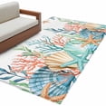 thumbnail image 2 of Summer Beach Washable Area Rugs 2.7'x5', Ocean Colorful Coral Shell Seaweed Starfish Low Pile Throw Living Room Rug Non-Slip Sturdy Edge Binding Carpet for Indoor Entryway Bedside Kitchen, 2 of 9