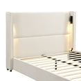thumbnail image 5 of Paxton Modern Queen Upholstered Bed, Platform Bed with Wingback Headboard, USB Port, Reading lamp, Beige, 5 of 11