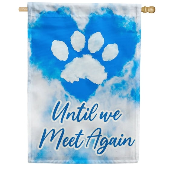 America Forever Pet Memorial House Flag - Sky Paw Print, Lost Pet Cat Dog Bereavement Remembrance - Double Sided Seasonal Yard Outdoor Decorative Flag - 28" x 40"