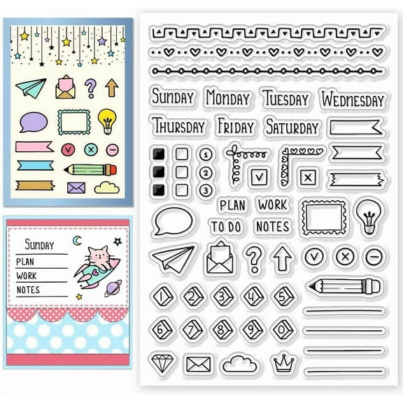 1 Sheet Diary Line Clear Stamps Calendar Diary Decorations Transparent Silicone Stamps for Card Making Silicone Clear Stamp Seals for Cards Stamps Making DIY Scrapbooking Photo Journal Album