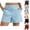 #02 Light Blue, variant on Linen Blend Shorts for Women Mid Waist Breathable Tailored Short Pants Wide Leg Lightweight Side Pocket Pants, #02 Light Blue, M
